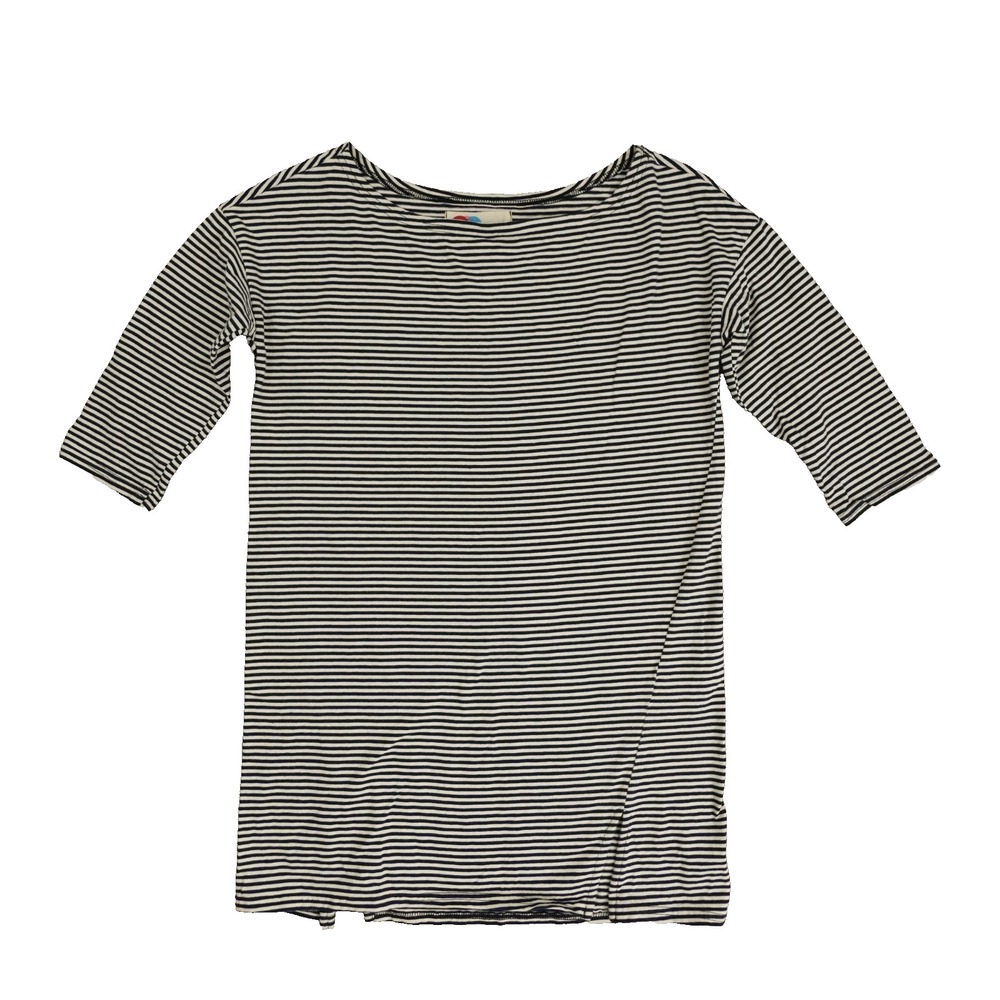 Free People Beach Navy Blue Striped Shirt Women's Small Half Sleeve Slit